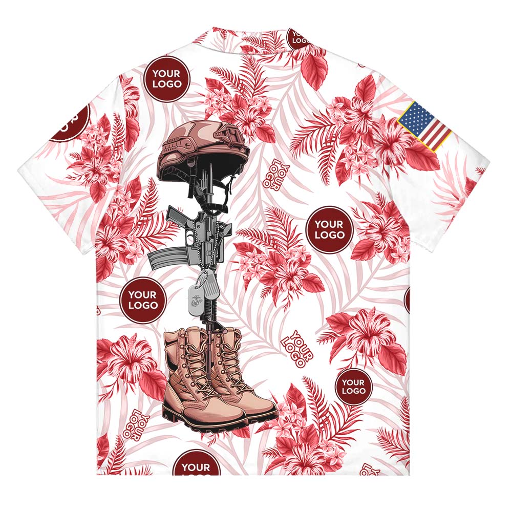 Custom Logo USMC Hawaiian Shirt With Preview