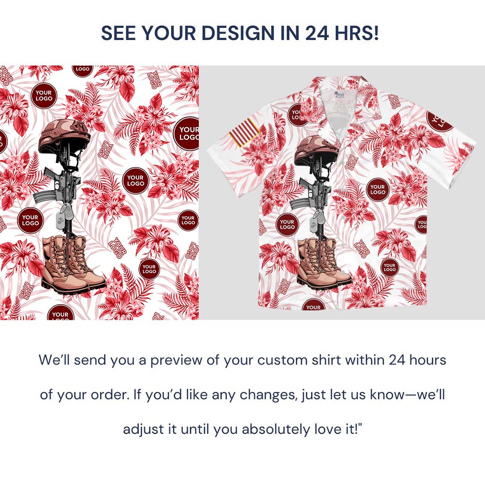 Custom Logo USMC Hawaiian Shirt With Preview