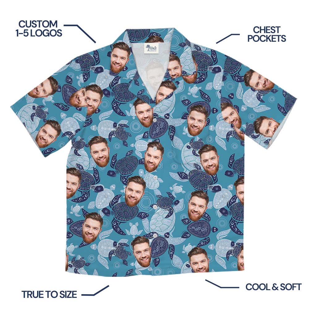 Sea Turtle Aloha Hawaiian Shirt With Multiple Faces