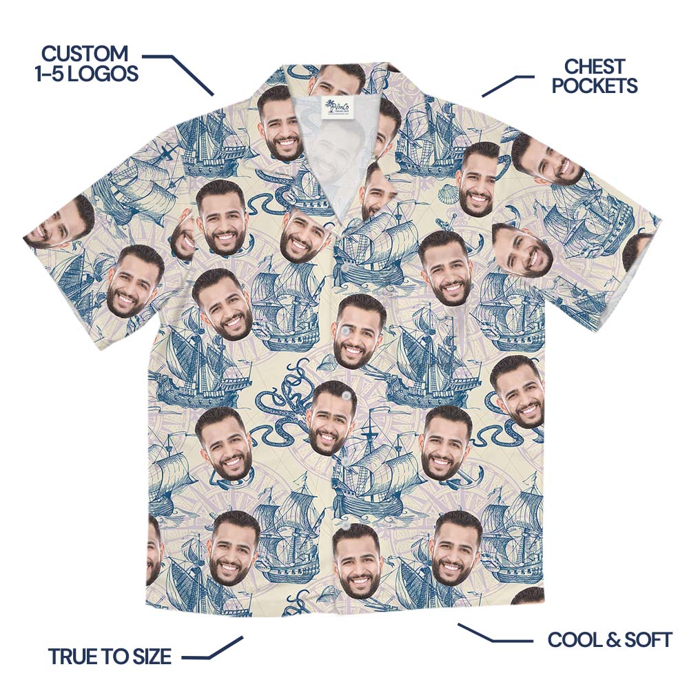 Sailing Smiles Hawaiian Shirt With Custom Face Or Logo