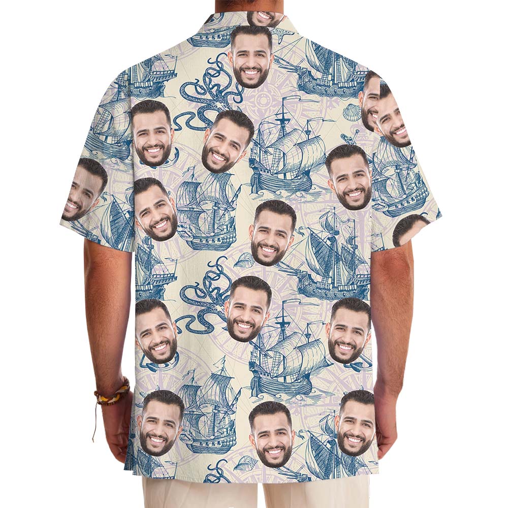 Sailing Smiles Hawaiian Shirt With Custom Face Or Logo