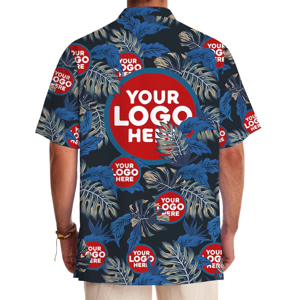 Tropical Leaves Hawaiian Shirts With Logo On Them