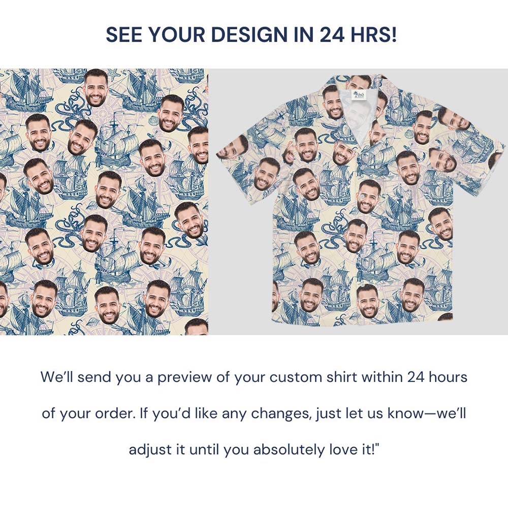 Sailing Smiles Hawaiian Shirt With Custom Face Or Logo