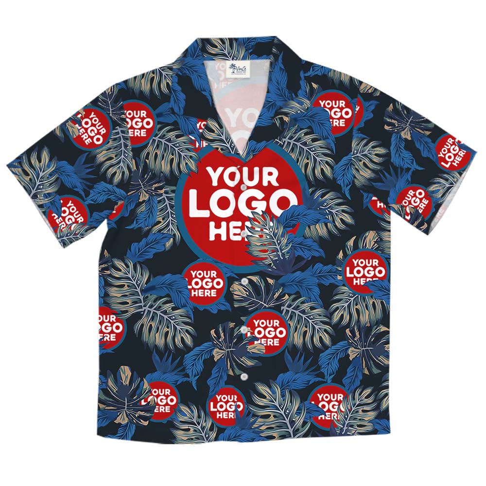 Tropical Leaves Hawaiian Shirts With Logo On Them