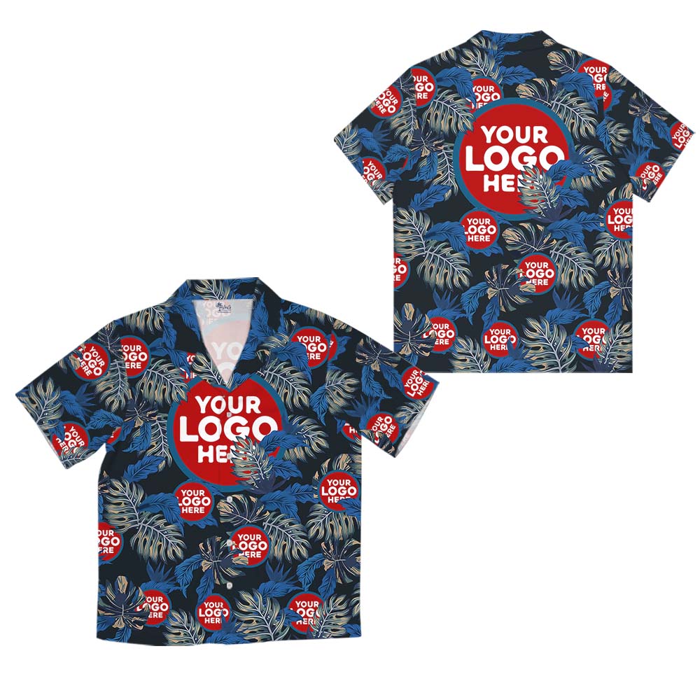 Tropical Leaves Hawaiian Shirts With Logo On Them