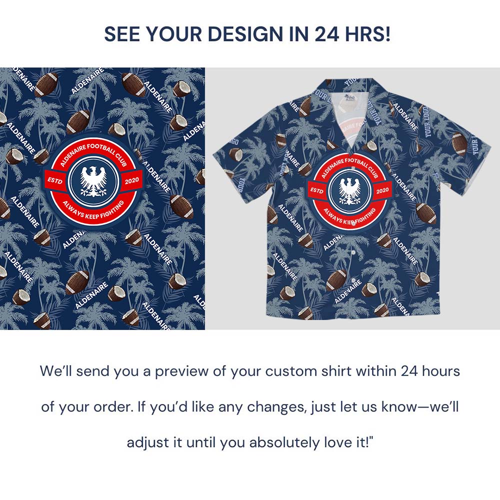 Custom Logo And Text Football Hawaiian Shirt With Preview
