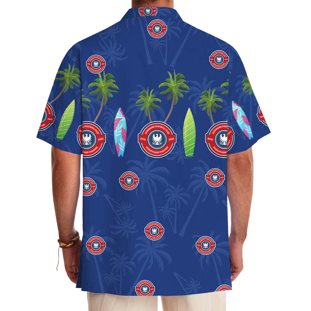 Surfing Navy Hawaiian Shirt With Custom Logo