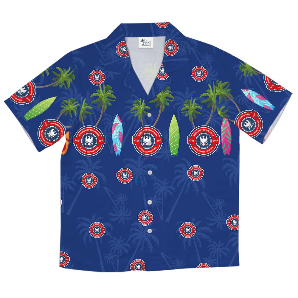 Surfing Navy Hawaiian Shirt With Custom Logo