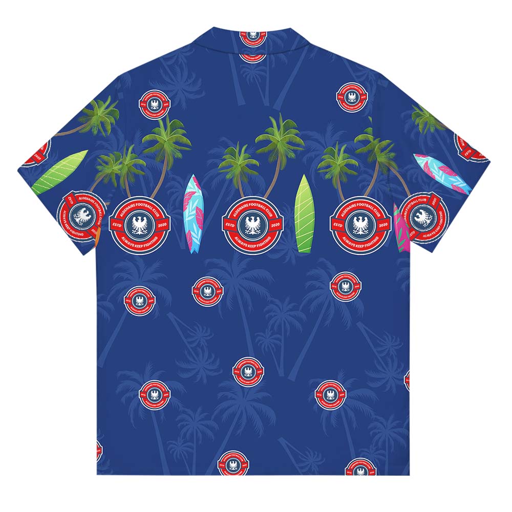 Surfing Navy Hawaiian Shirt With Custom Logo