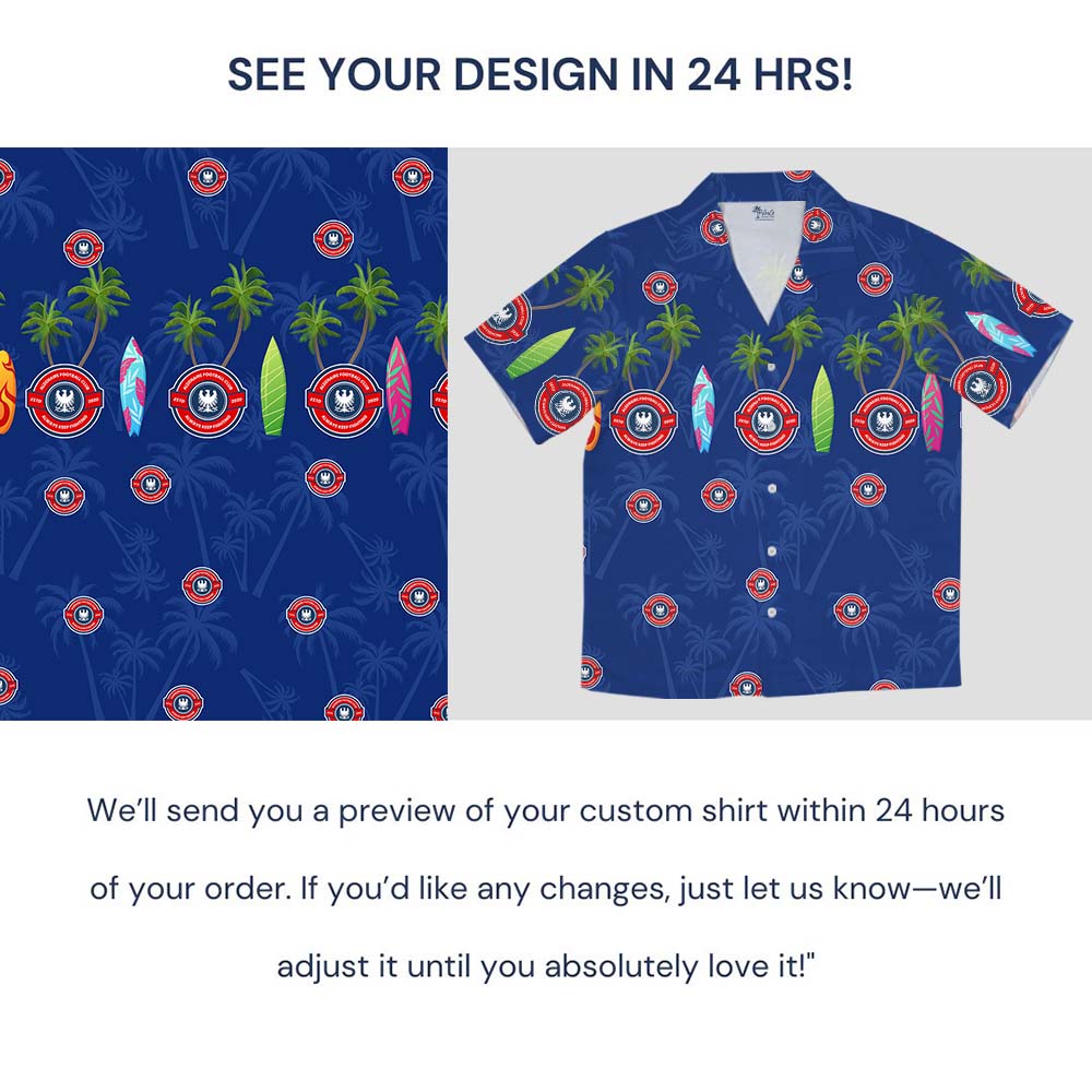 Surfing Navy Hawaiian Shirt With Custom Logo