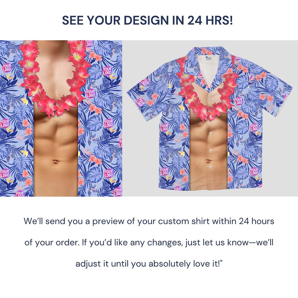 Funny Abs Blue Hawaiian Shirt With Custom Logo