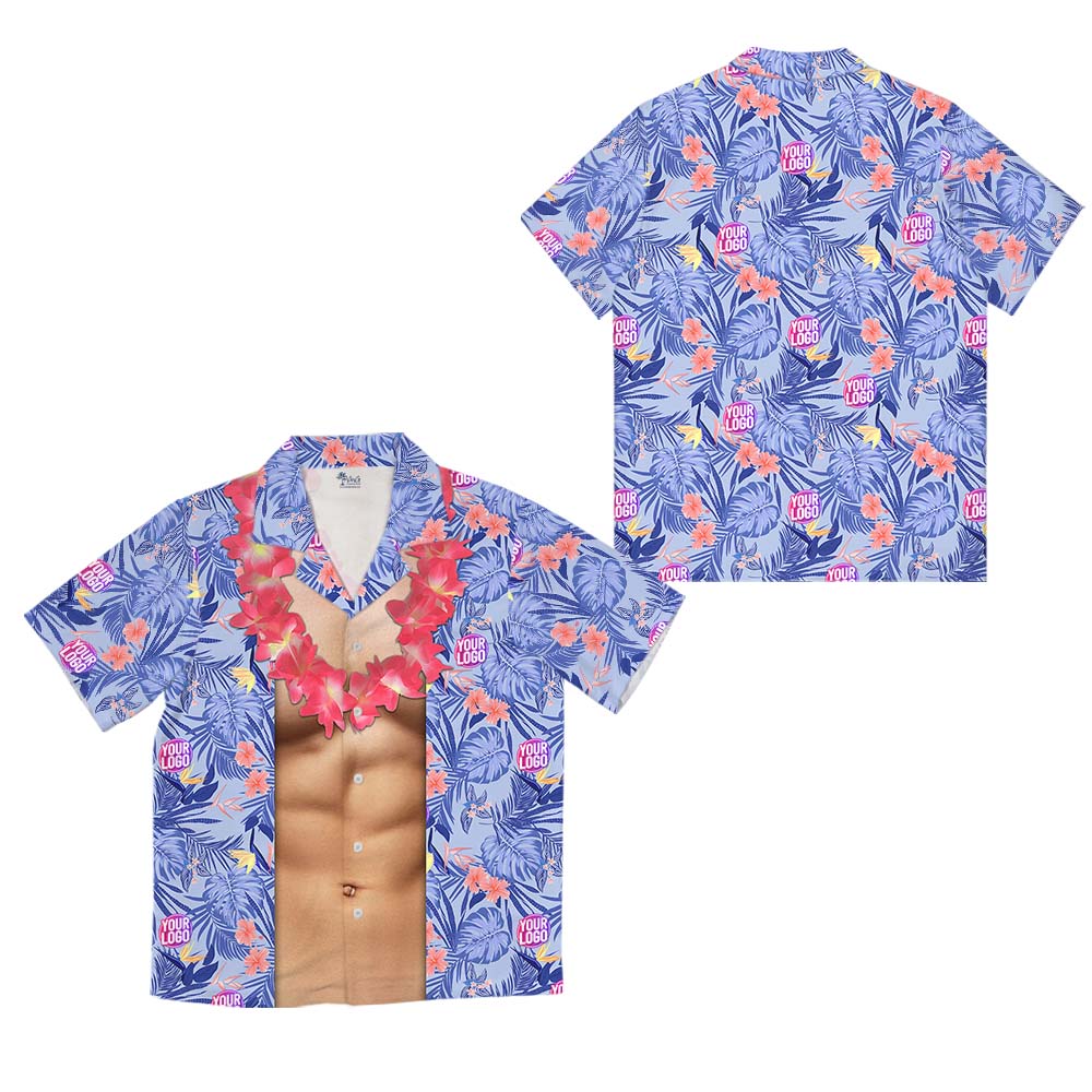 Funny Abs Blue Hawaiian Shirt With Custom Logo