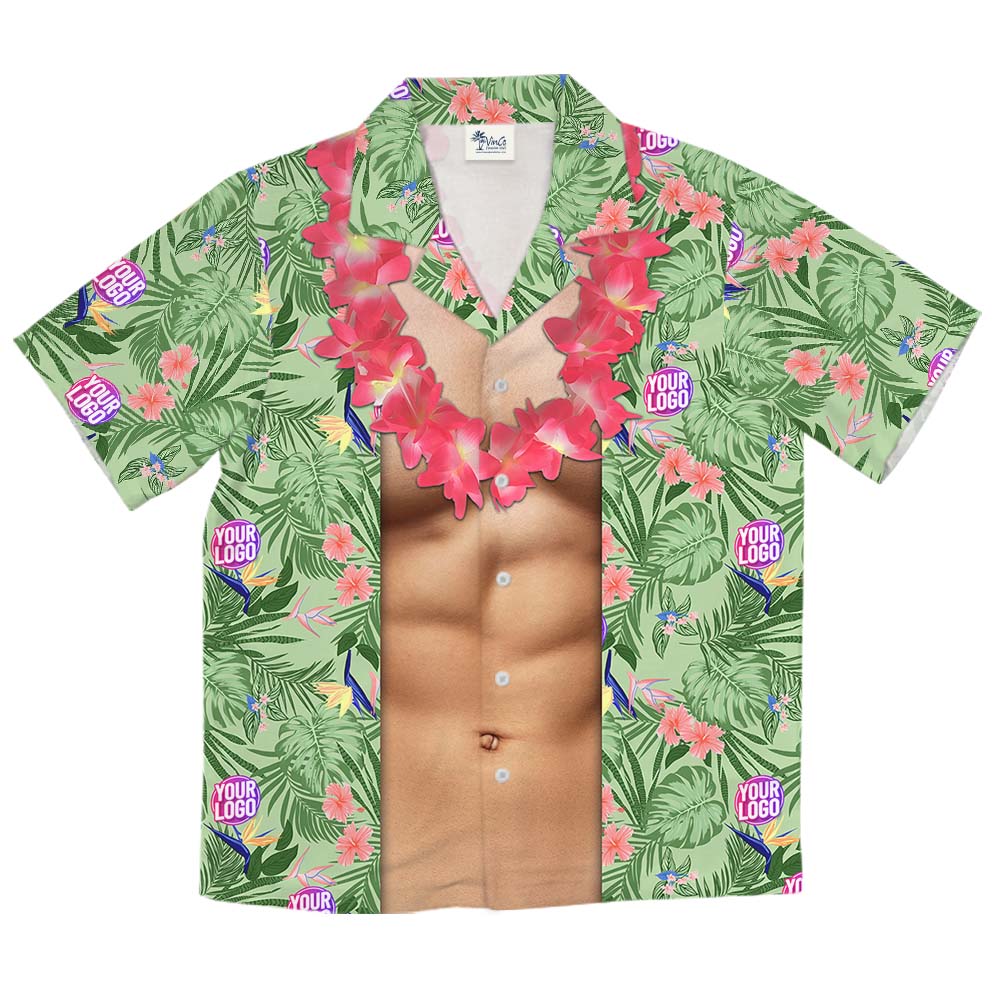 Aloha Abs Custom Logo Green Hawaiian Shirt
