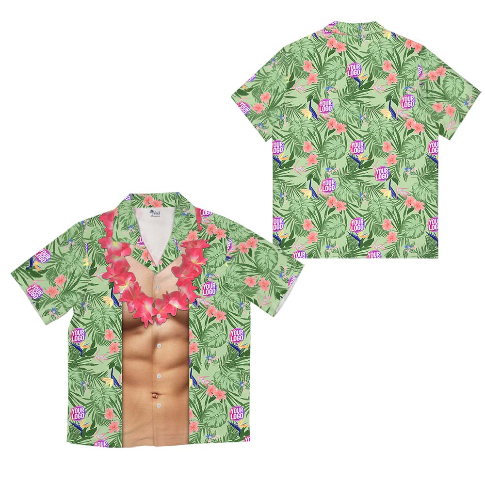 Aloha Abs Custom Logo Green Hawaiian Shirt
