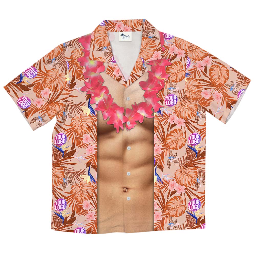 Funny Orange Hawaiian Shirt With Custom Logo