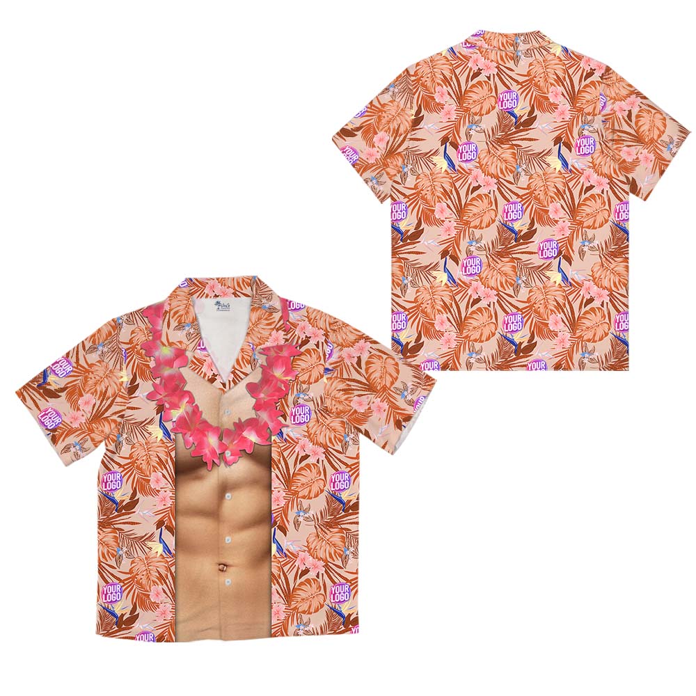 Funny Orange Hawaiian Shirt With Custom Logo