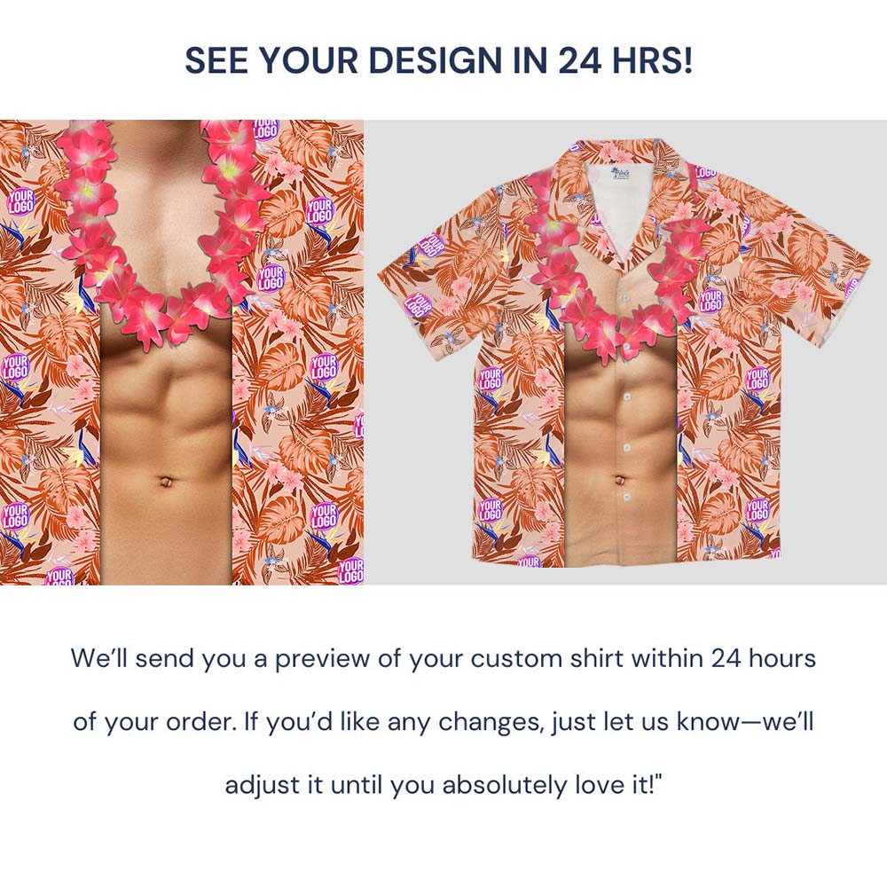 Funny Orange Hawaiian Shirt With Custom Logo
