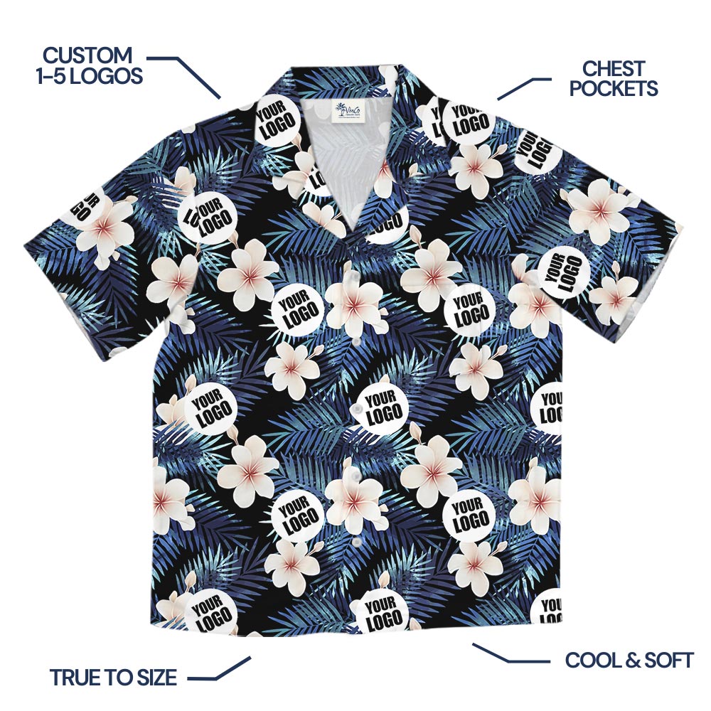 Custom Team Logo Plumeria Tropical Hawaiian Shirt