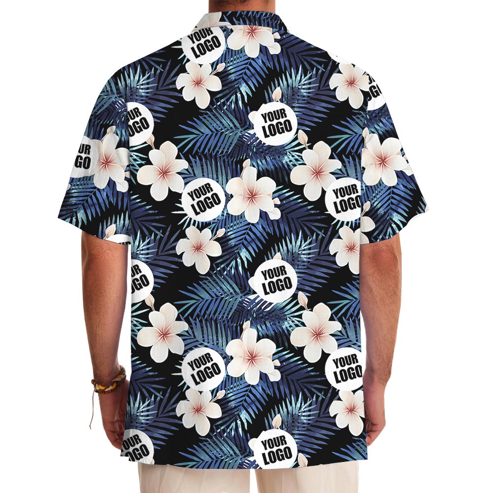 Custom Team Logo Plumeria Tropical Hawaiian Shirt