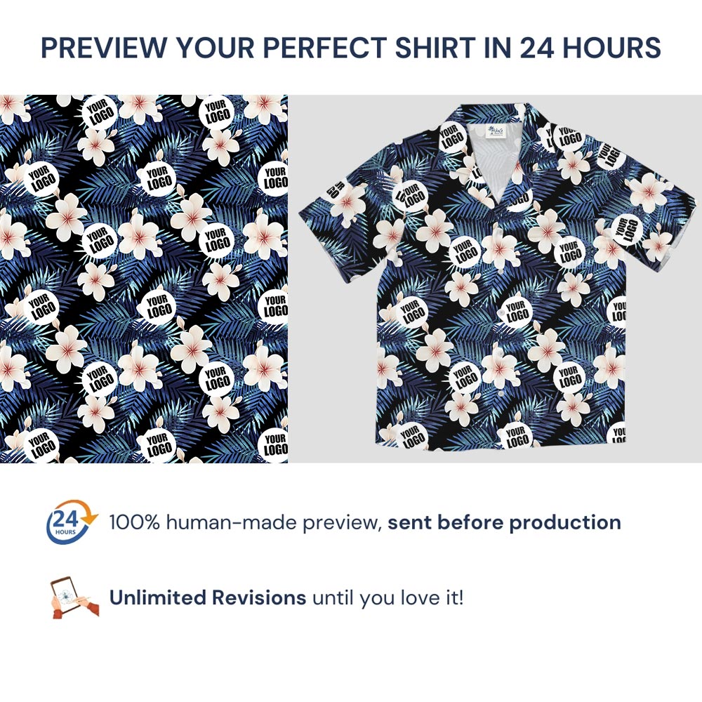 Custom Team Logo Plumeria Tropical Hawaiian Shirt