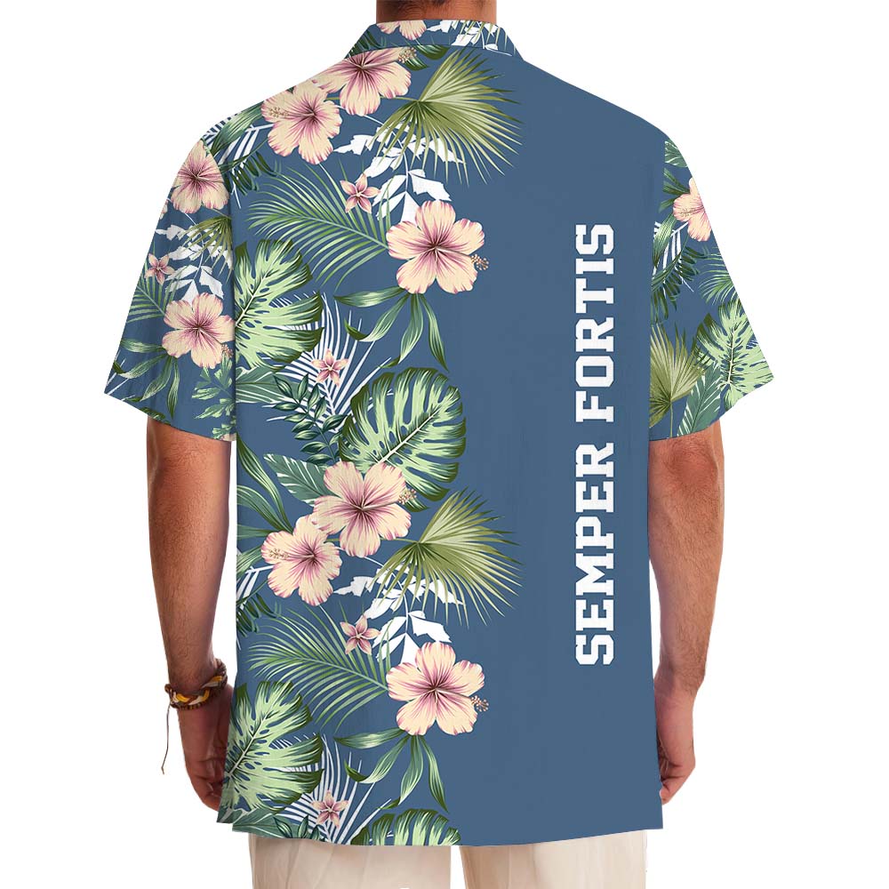 Custom Logo And Slogan Navy Military Hawaiian Shirt