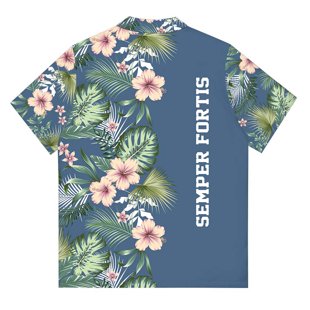 Custom Logo And Slogan Navy Military Hawaiian Shirt