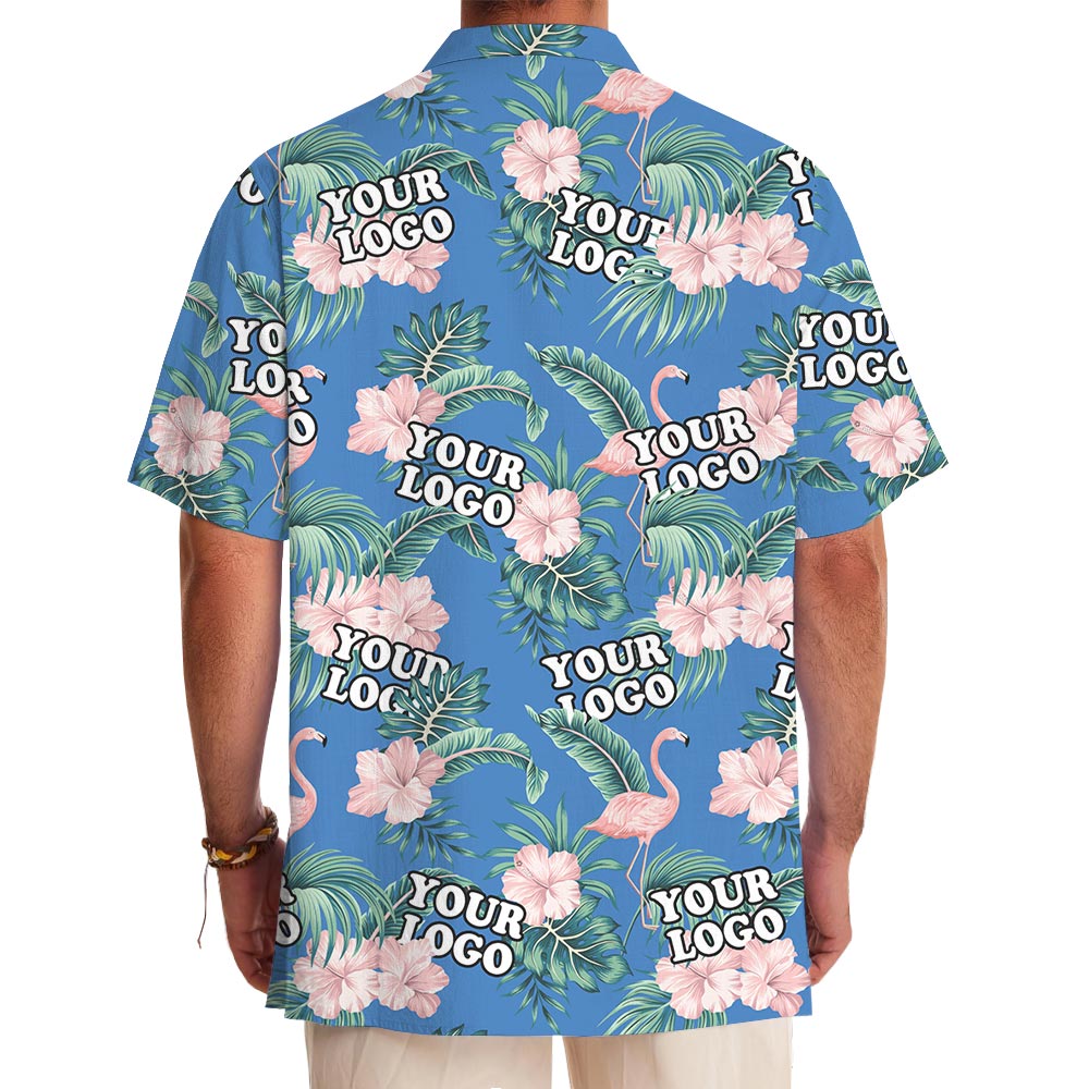 Custom Flamingo Blue Hawaiian Shirt With Logo No Minimum