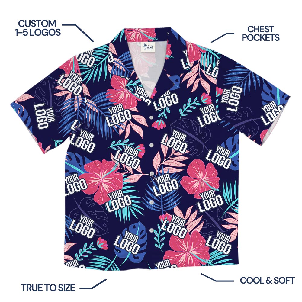 Custom Company Logo Colorful Tropical Shirt With Preview