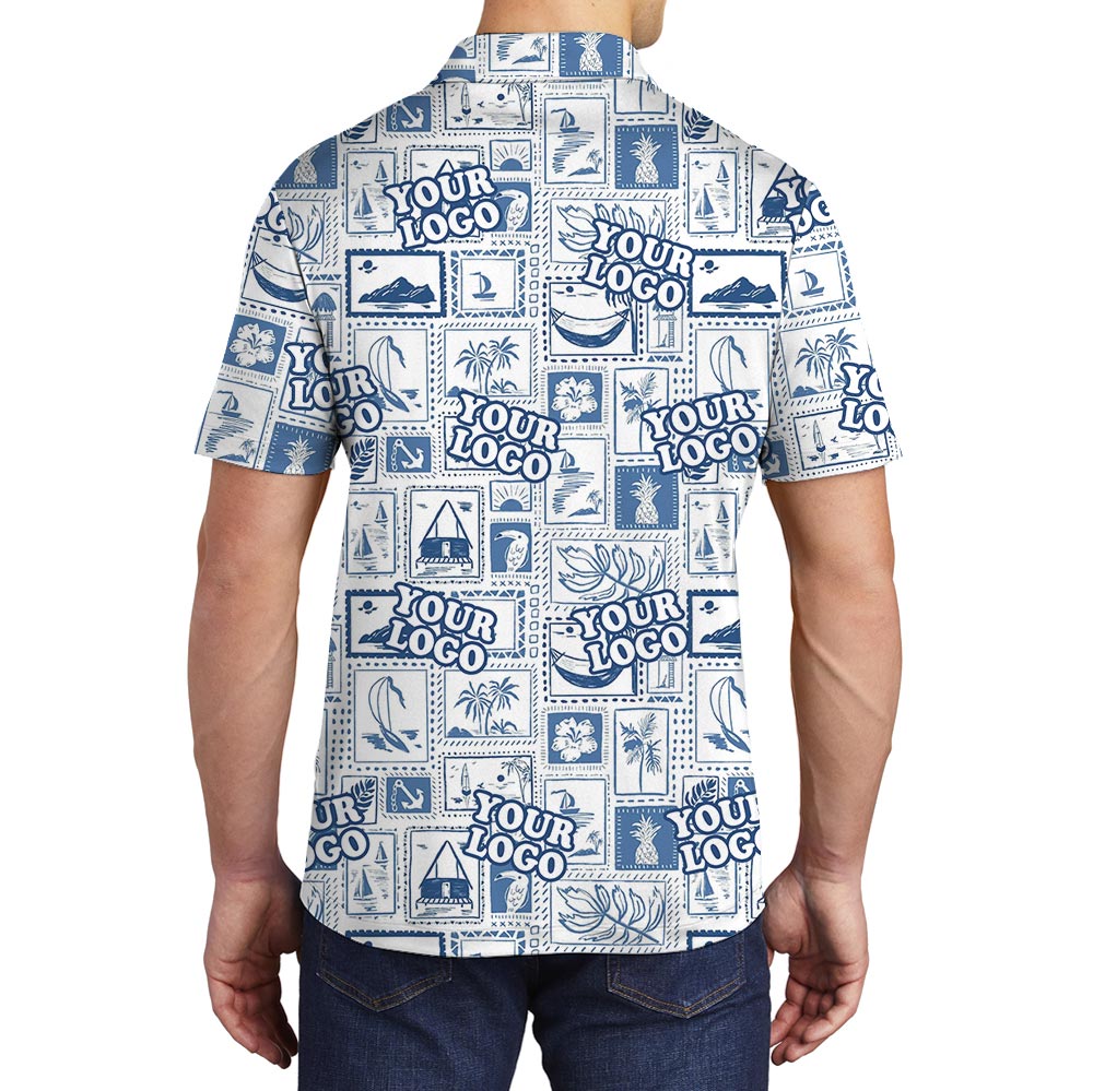 Custom Team Logo Hawaii Scenery Aloha Polo Shirt