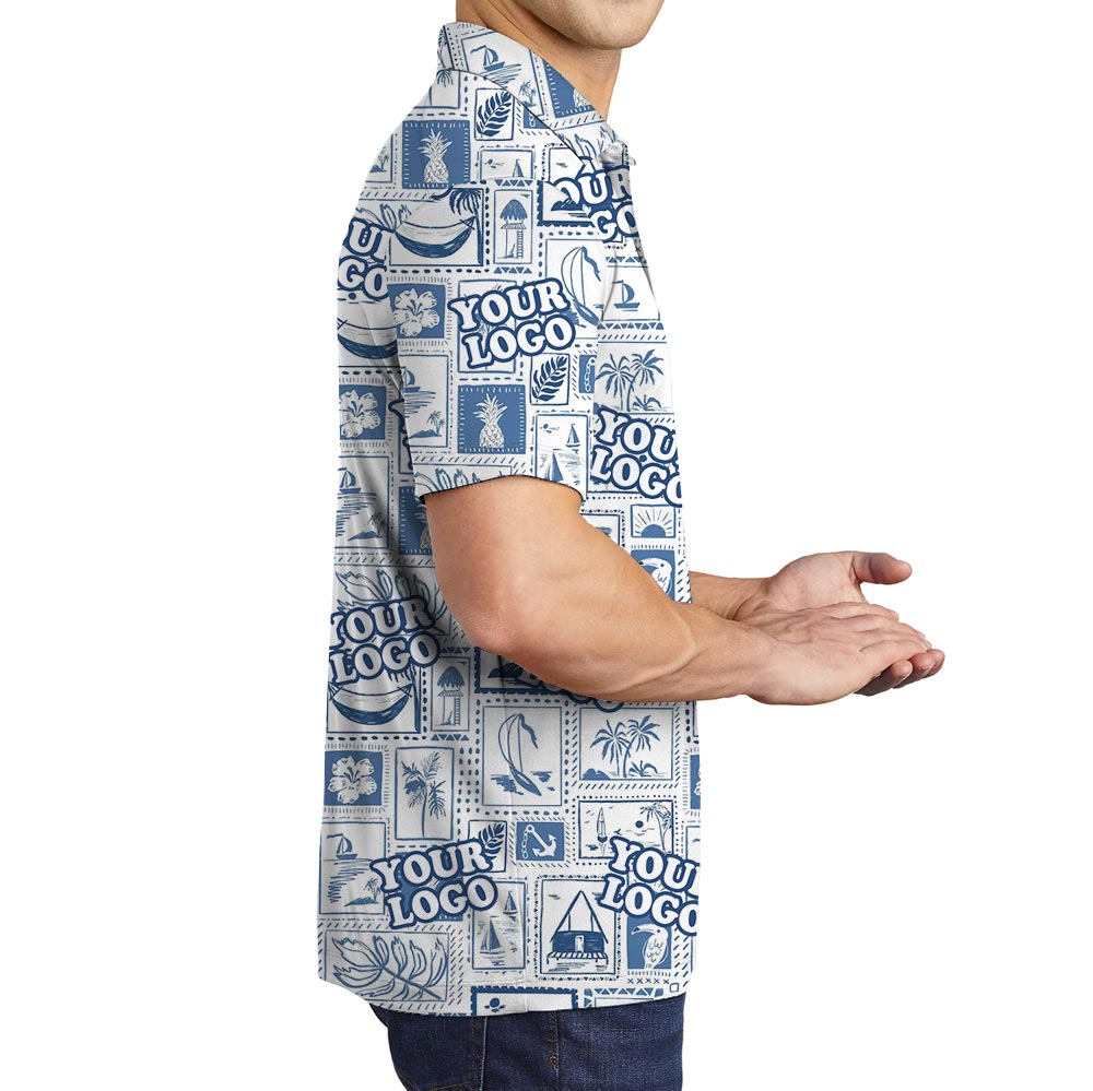 Custom Team Logo Hawaii Scenery Aloha Polo Shirt