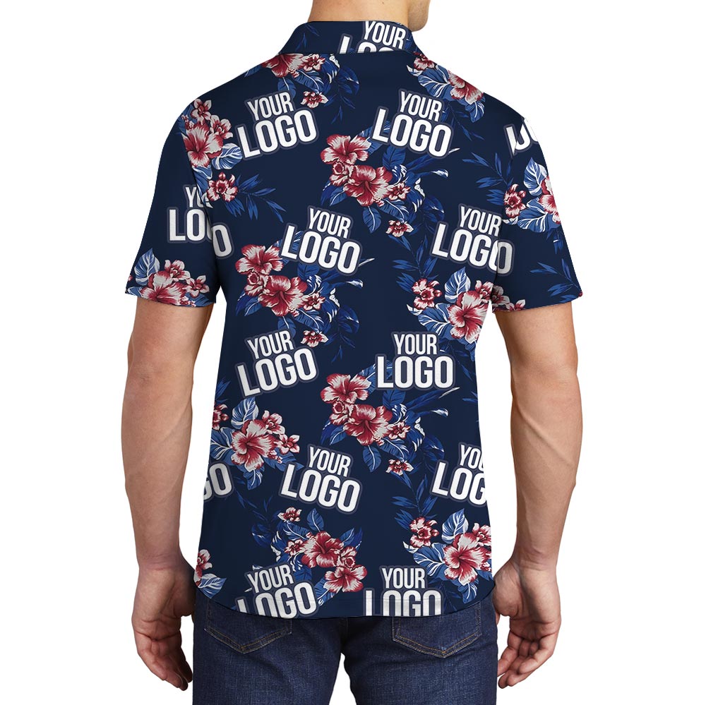 Floral Navy Polo Golf Shirt Custom Logo