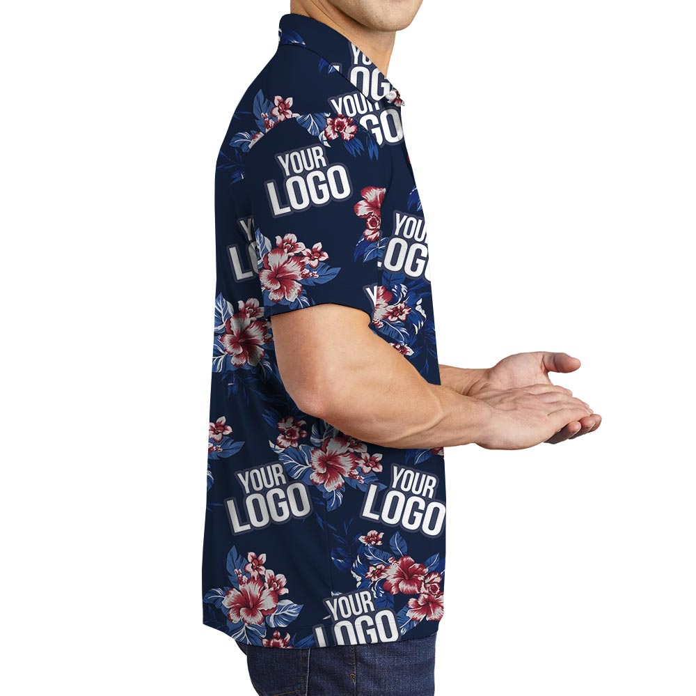 Floral Navy Polo Golf Shirt Custom Logo