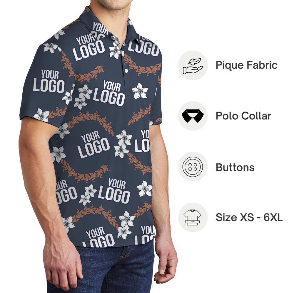 Personalized Bulk Order Navy Hawaiian Polo With Company Logo