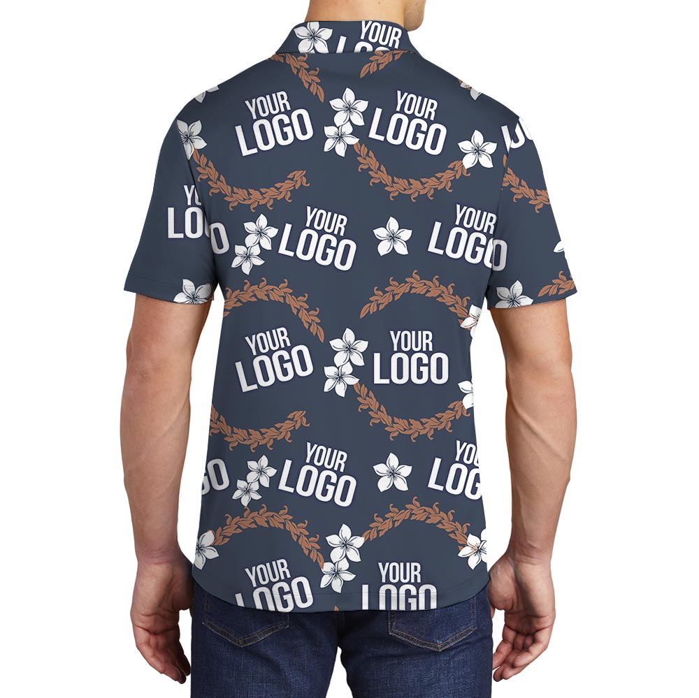 Personalized Bulk Order Navy Hawaiian Polo With Company Logo