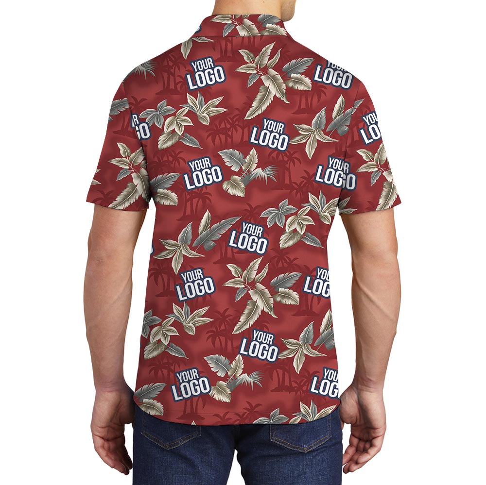 Custom Your Logo Red Tropical Polo For Team