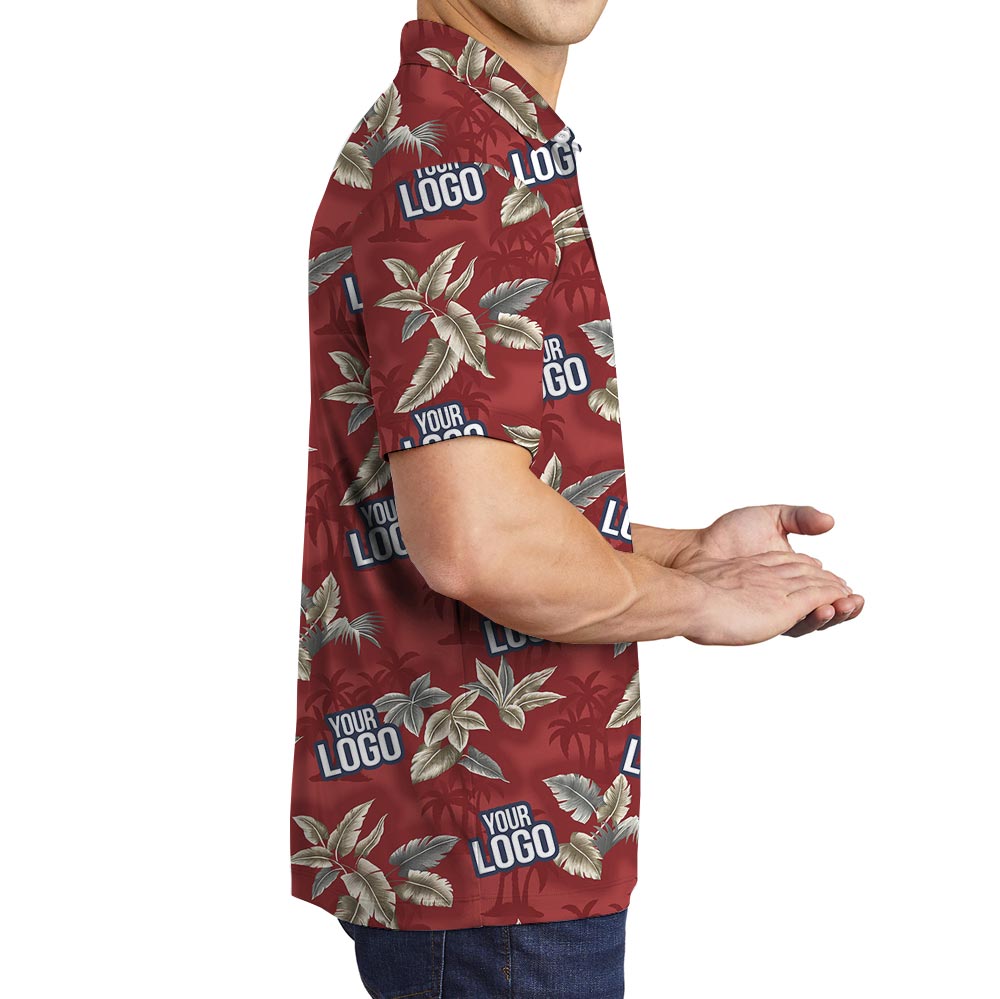 Custom Your Logo Red Tropical Polo For Team