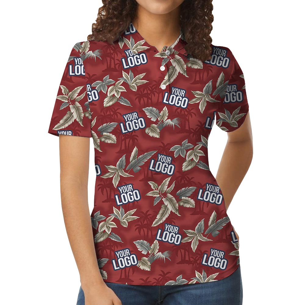 Custom Your Logo Red Tropical Polo For Team
