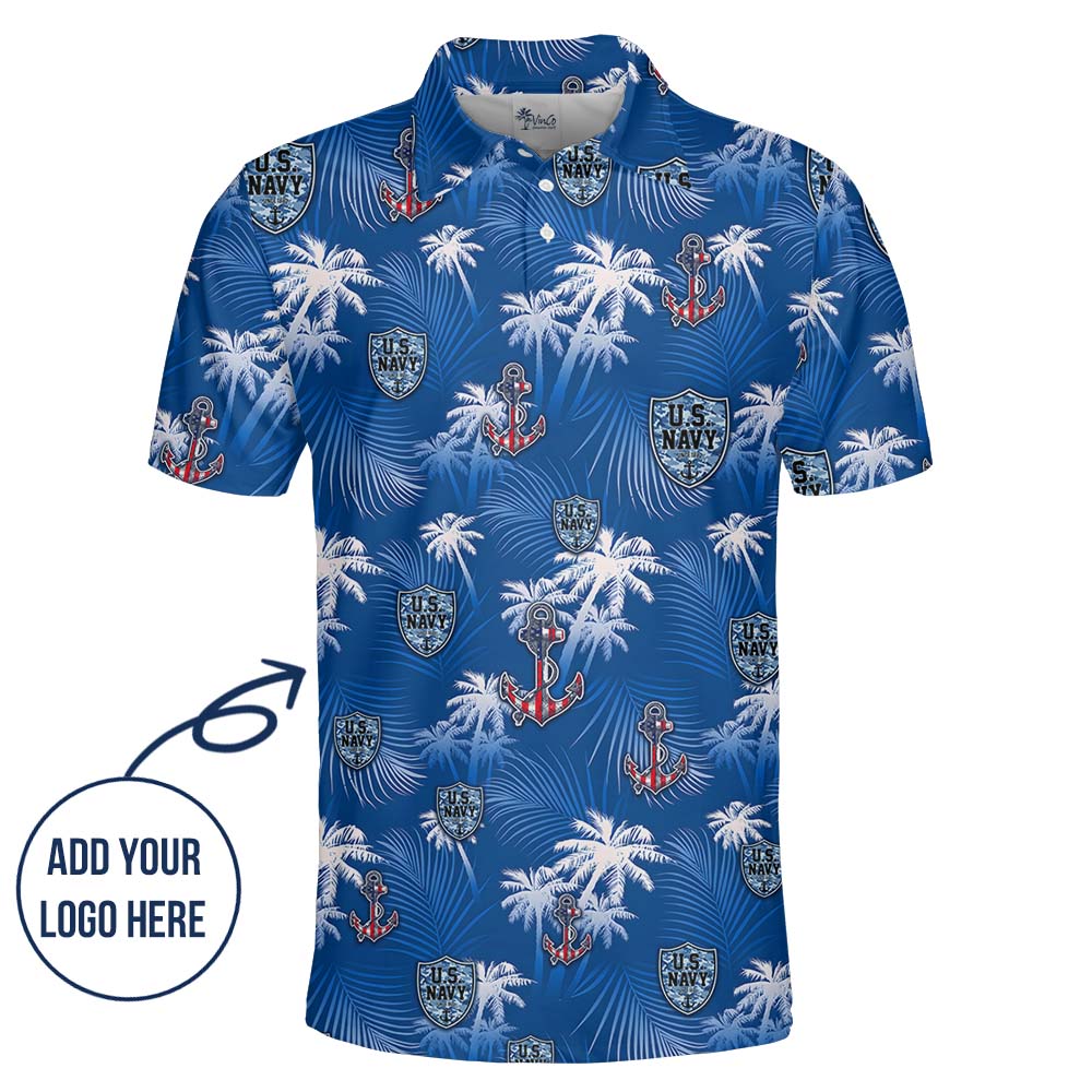 US Navy Beach Vibe Polo Shirt With Custom Logo