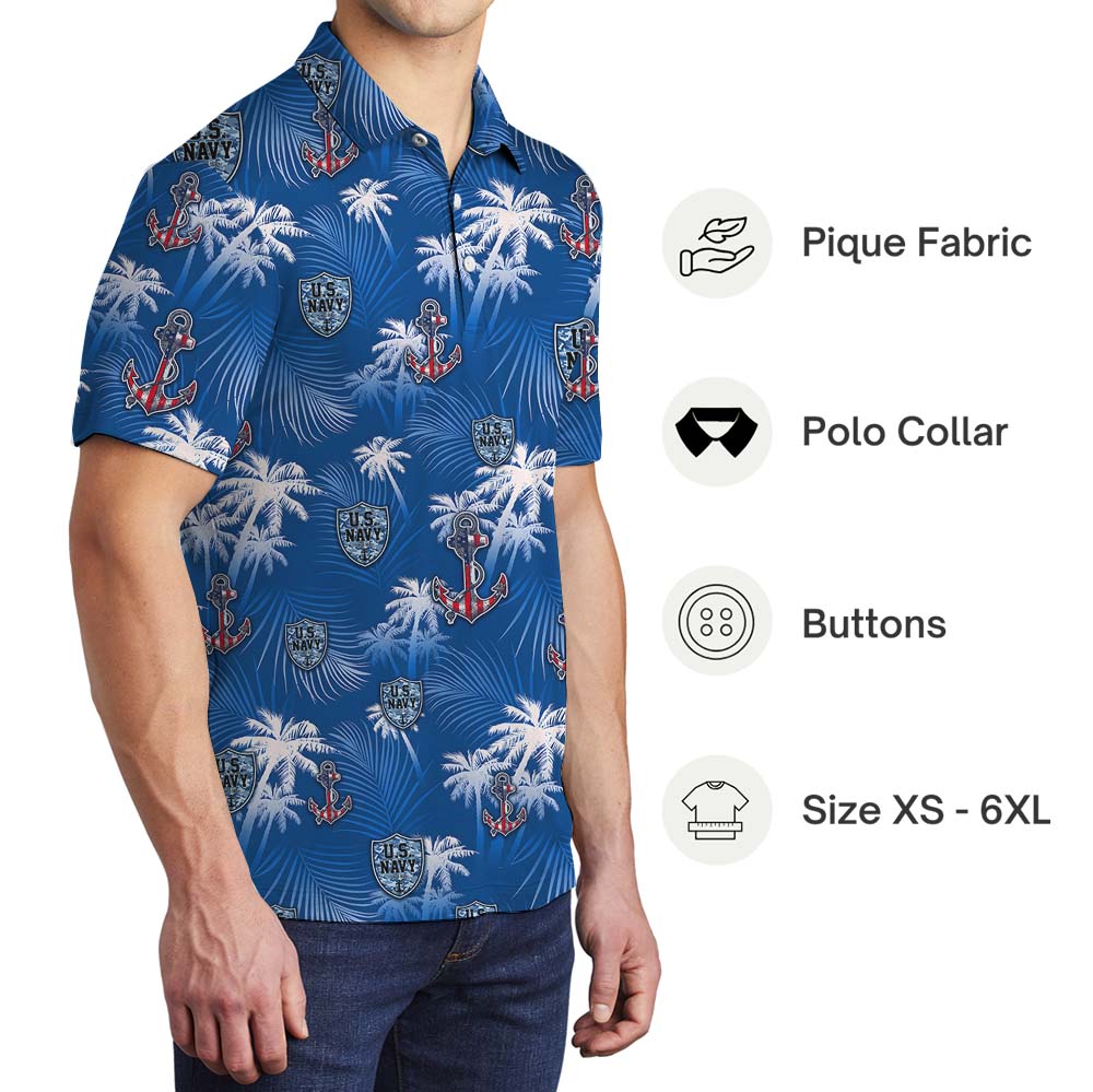 US Navy Beach Vibe Polo Shirt With Custom Logo