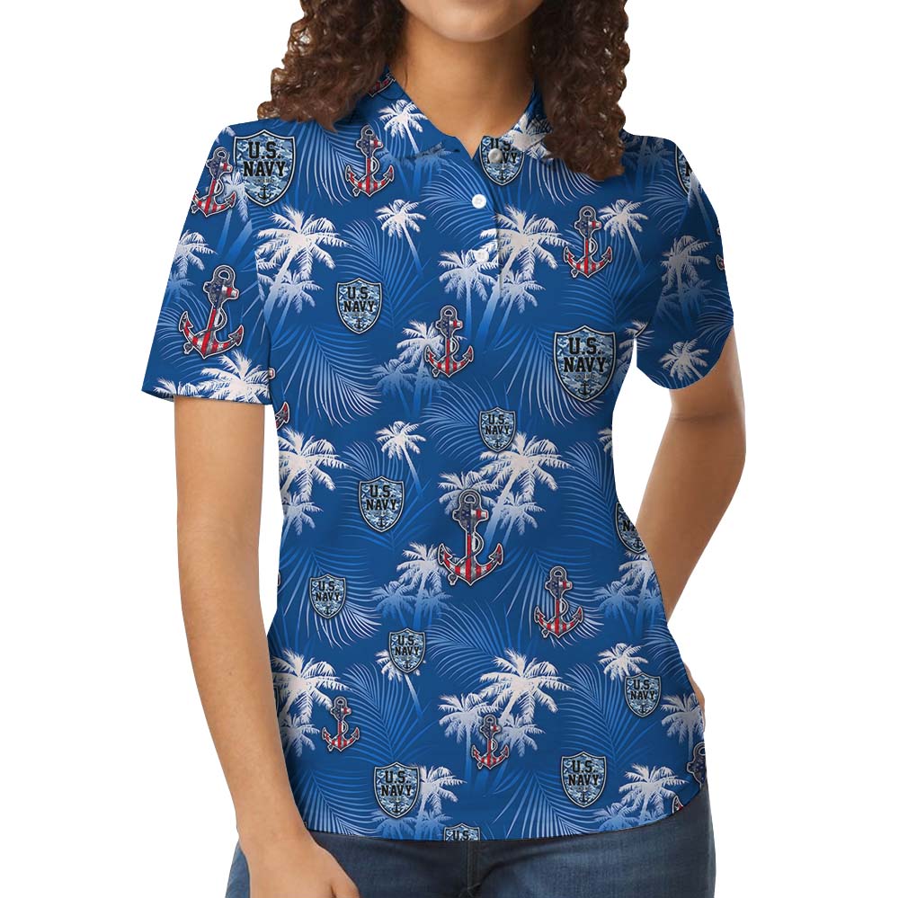 US Navy Beach Vibe Polo Shirt With Custom Logo