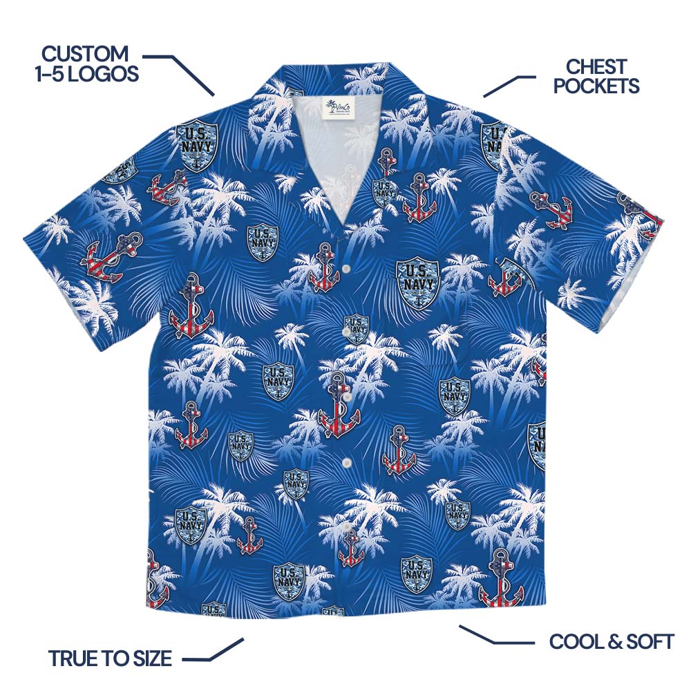 US Navy Hawaiian Shirt With Custom Logo