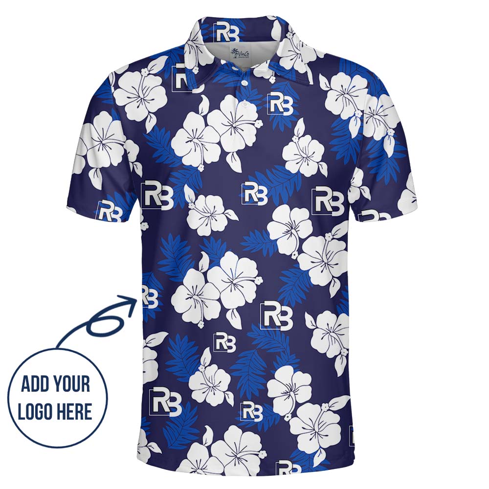 Custom Logo Navy Collared Polo Shirt With Preview