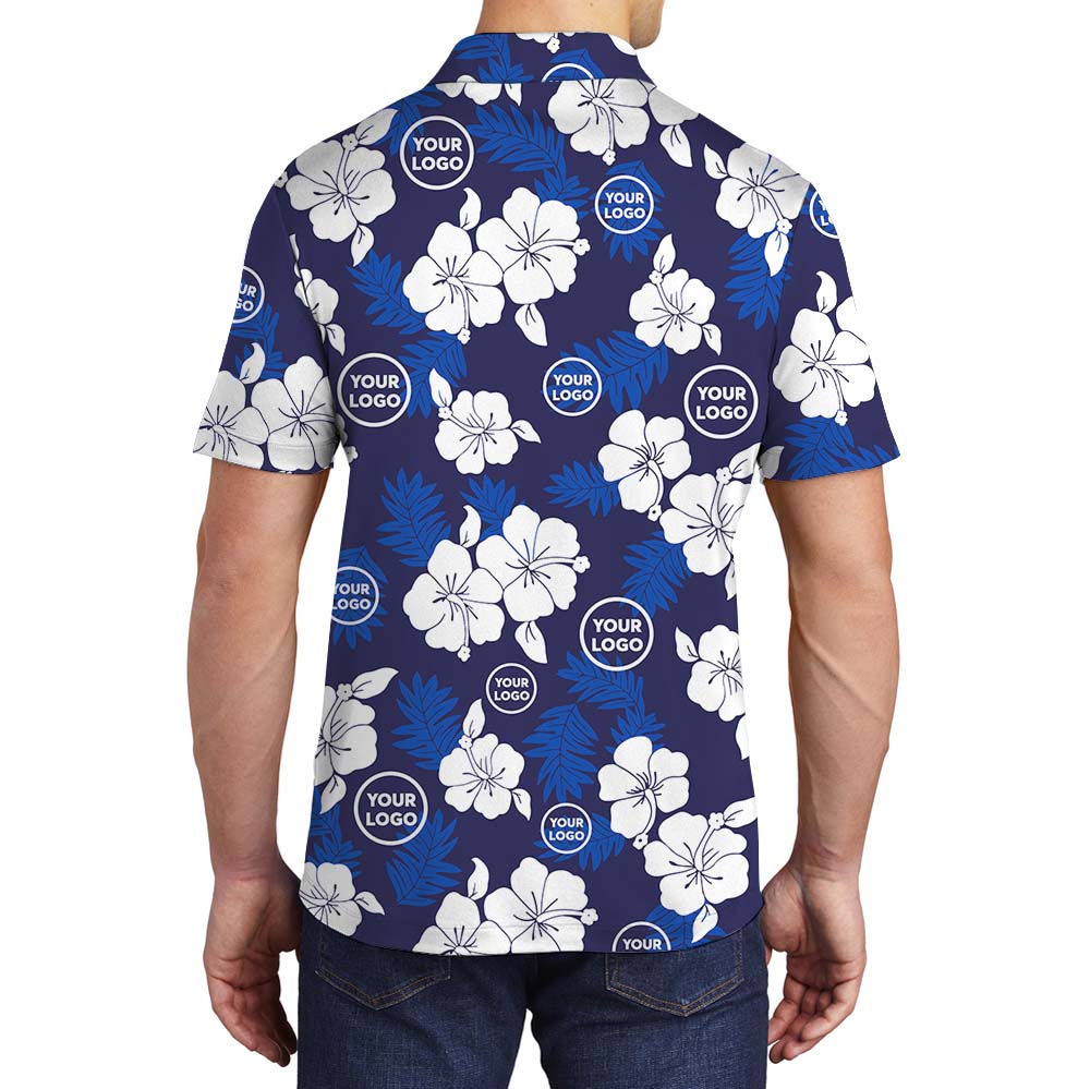 Custom Logo Navy Collared Polo Shirt With Preview