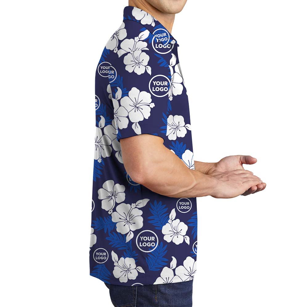 Custom Logo Navy Collared Polo Shirt With Preview