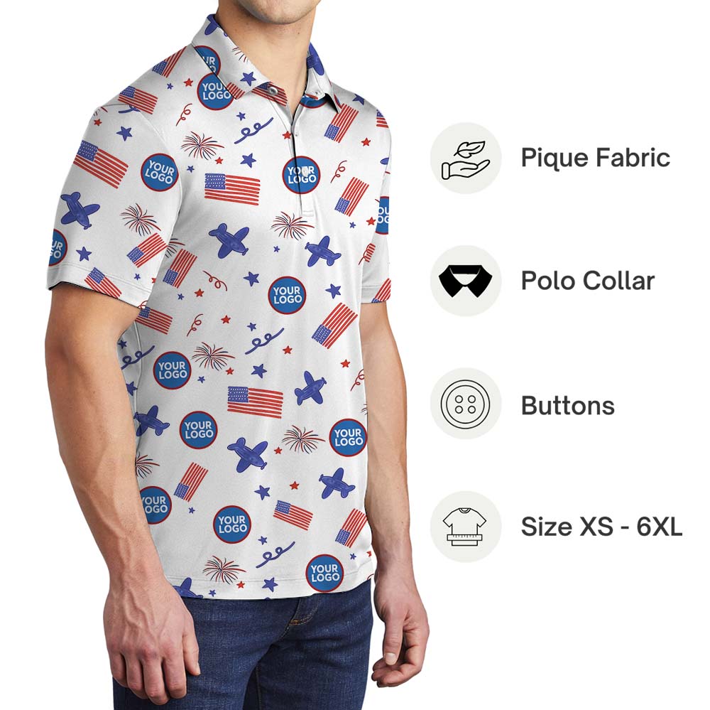 Patriotic Custom Logo Polo Shirt For Men And Women