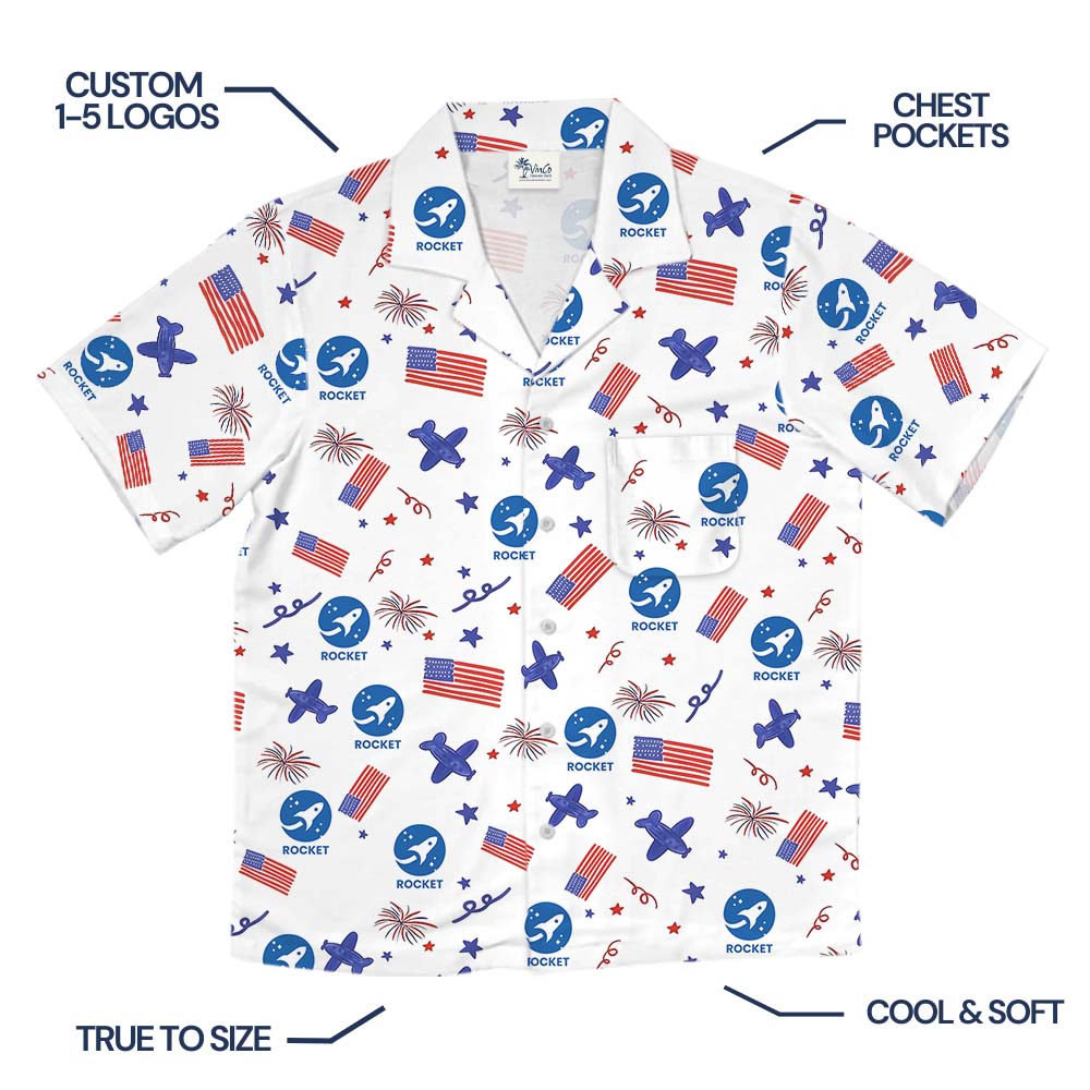 Personalized Logo Hawaiian Shirt With USA Flag Print