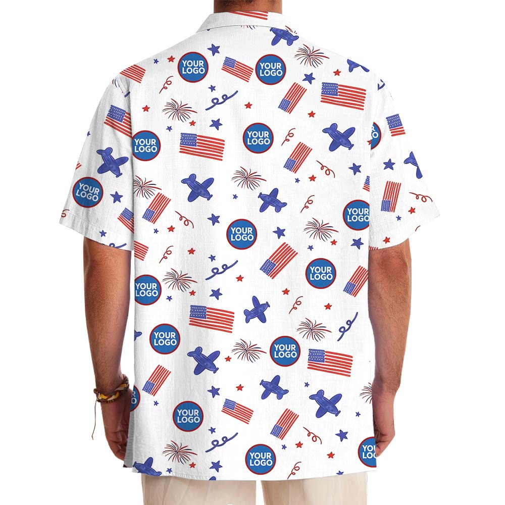 Personalized Logo Hawaiian Shirt With USA Flag Print