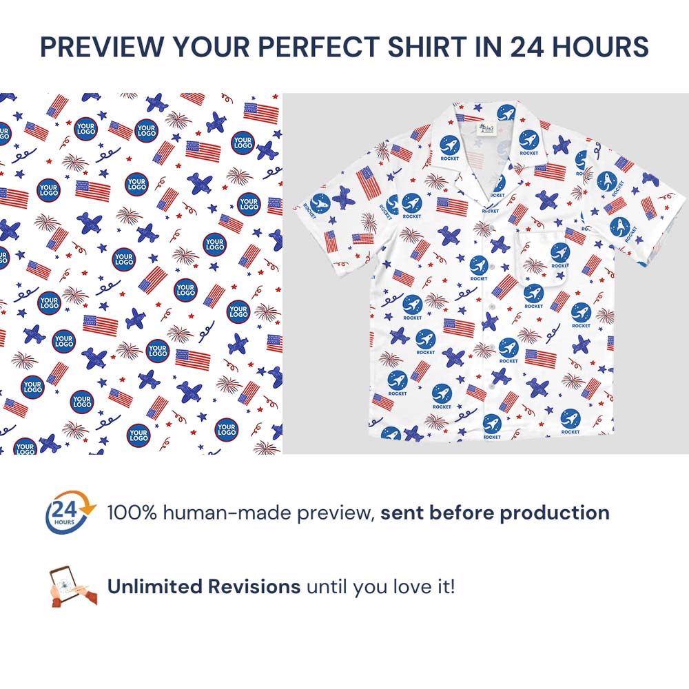 Personalized Logo Hawaiian Shirt With USA Flag Print