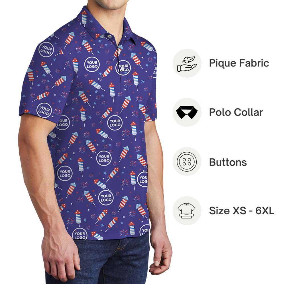 USA Independent Day Polo Shirt With Custom Logo