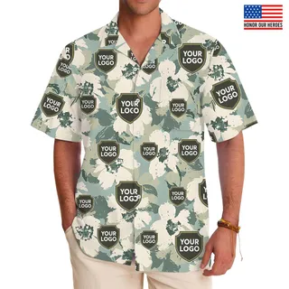 Custom Military Hawaiian Shirt With Multiple Logos